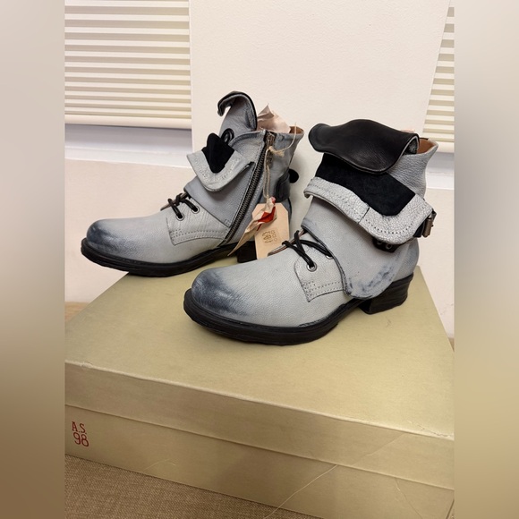 A.S.98 Simon Gray and Black Combat Boots EU 39 US 8/8.5 New - Picture 2 of 9